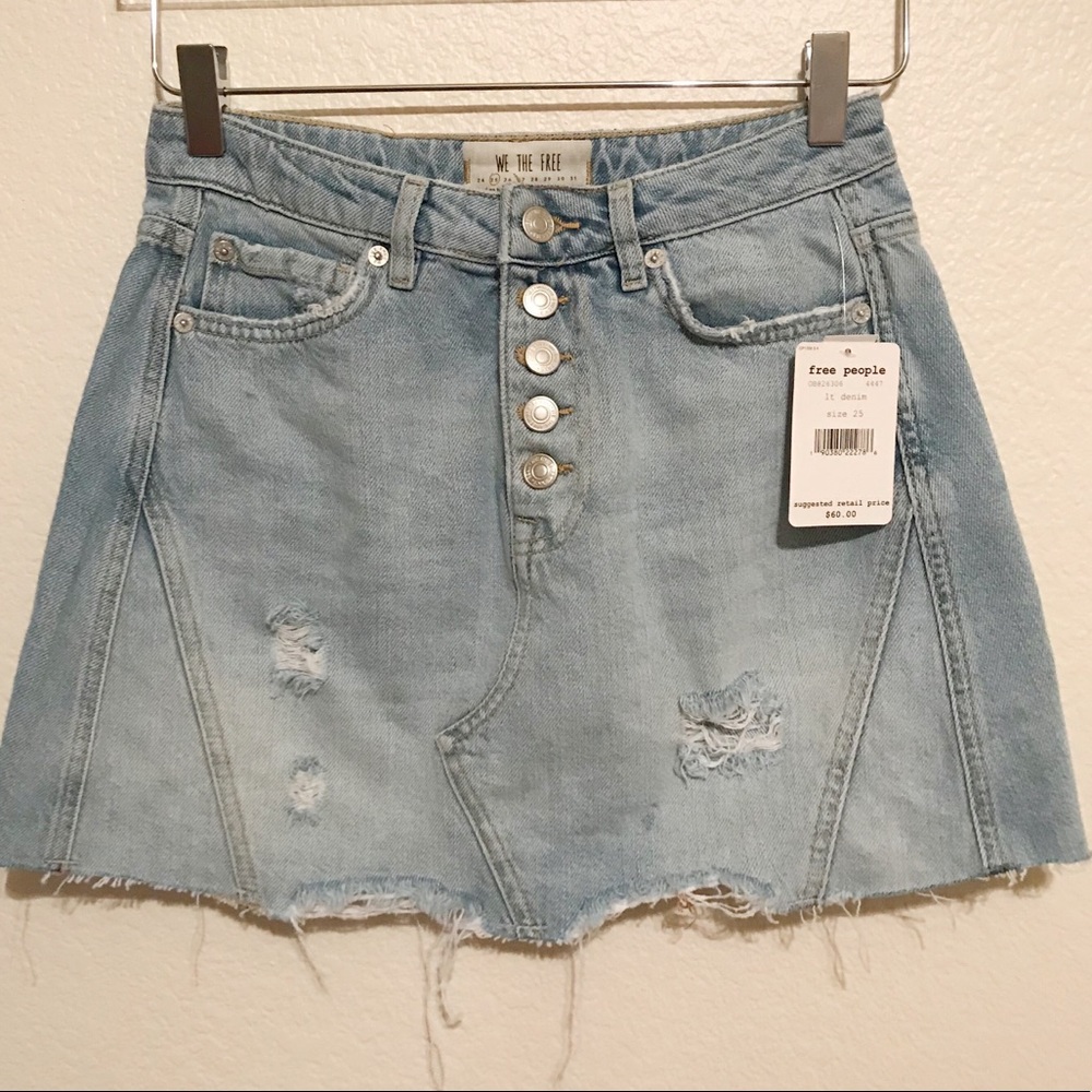 NWT Free People A Line Denim Skirt Size 25